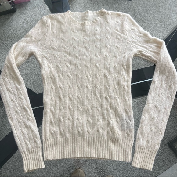 Ralph Lauren Cable Knit Cashmere Sweater Womens Small Ivory Old Money Academia - Picture 3 of 8